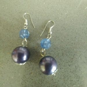 Navy and blue drop earrings